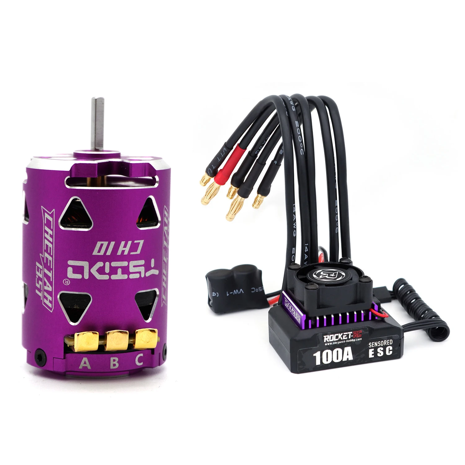 ROCKET RC 100A ESC mit CH10 540 Motor 10.5T 13.5T 17.5T 21.5T Sensorgesteuertes Brushless-Combo für 1/10 1/12 RC Drift Racing Auto Teile
