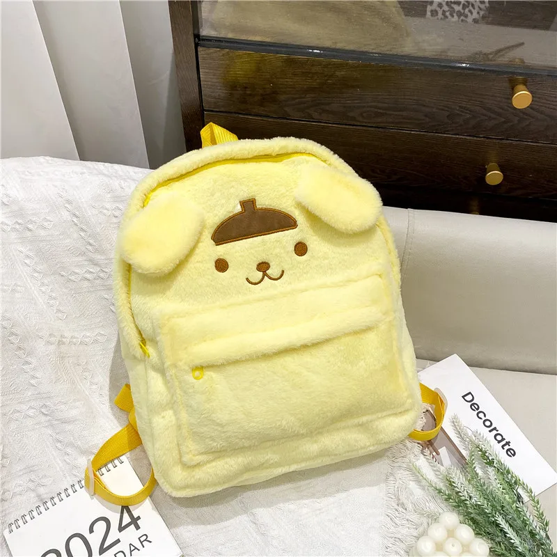 NEW Sanrio Plush Backpack Kuromi Y2K Hello Kitty Schoolbag Pompom Purin BAG Travel Makeup Storage Girl Kawaii Gift