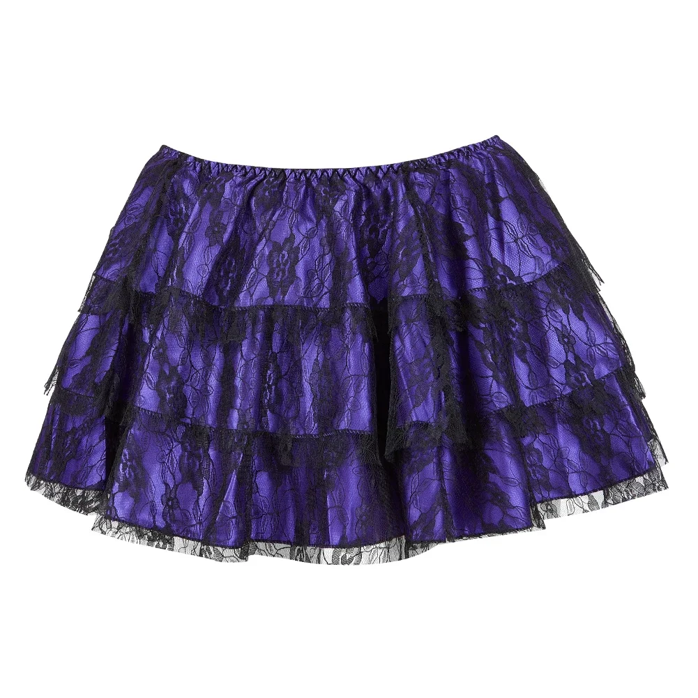 Women Sexy Floral Lace Mesh Skirt Showgirl Party Fashion Dance Skirts Layered Ruffled Skirt Match Corset Vintage Style