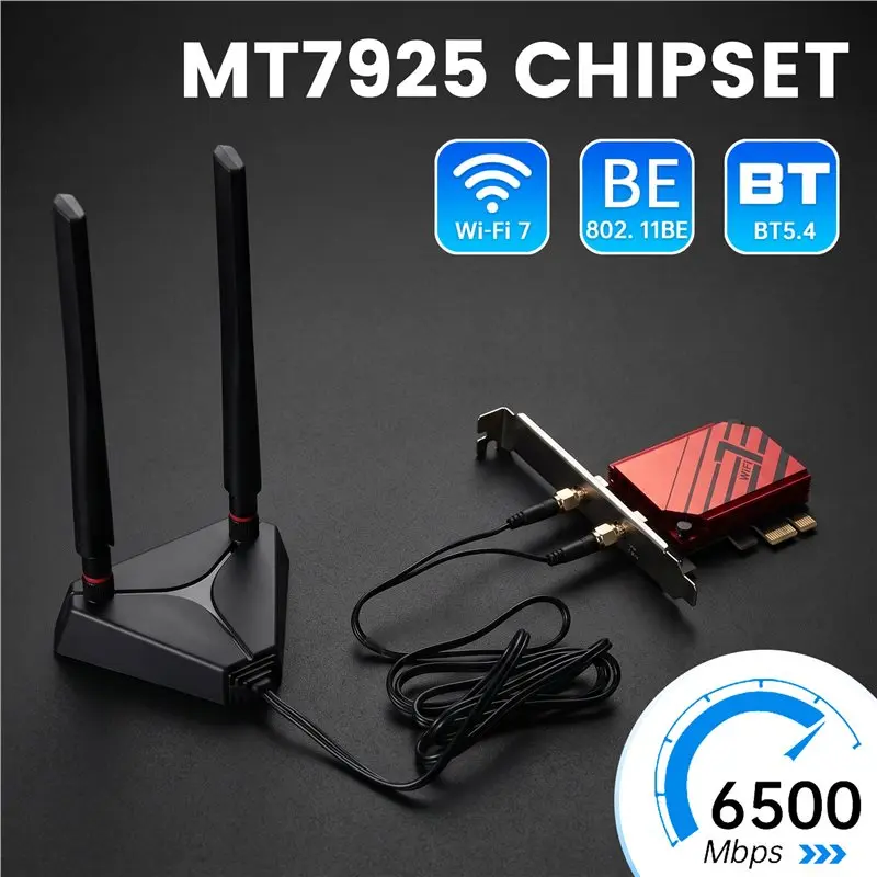 MT7925 Wifi 7 Adapter 802.11BE Wireless Lan Card For PCIE X1/4/8/16 Interface BT5.4 BE6500 Wifi Adapter For PC For Win10/11
