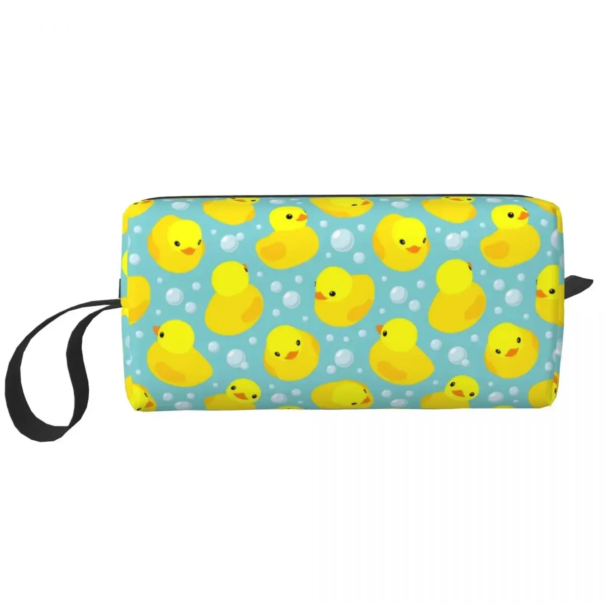 Cute Yellow Duck Bubbles Cosmetic Bag Women Makeup Bags Animal Travel Water Resistant Toiletry Bag Organizer Merch