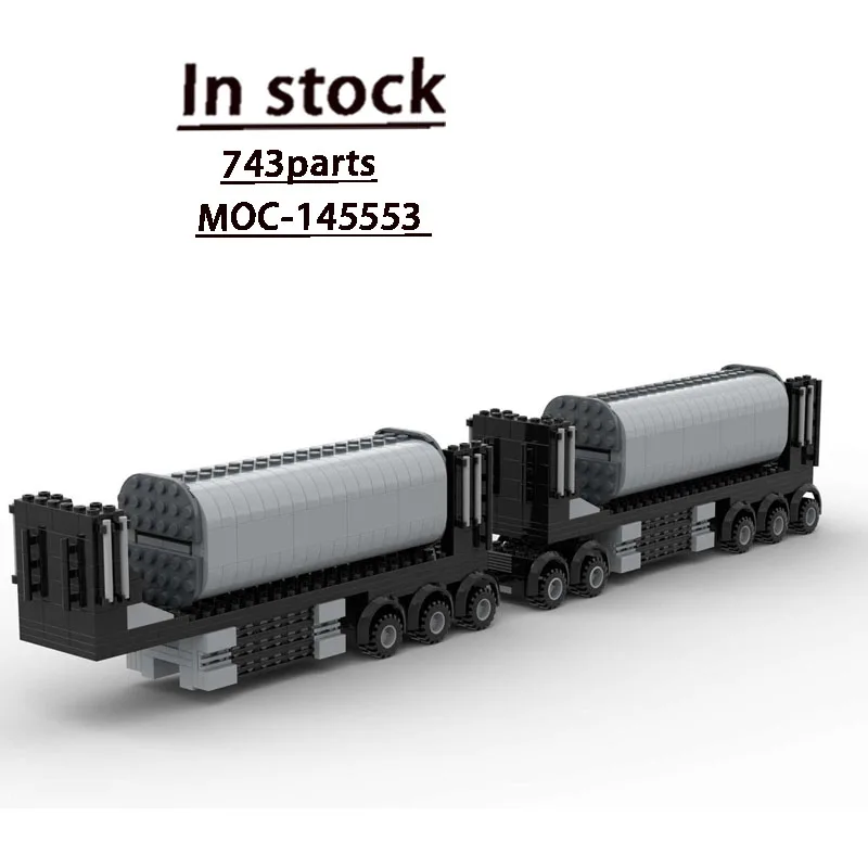 MOC-145553 New Classic Dual Tank Trailer Building Block Model 743 Parts Creative Boys Children's Birthday Christmas Toy Gift