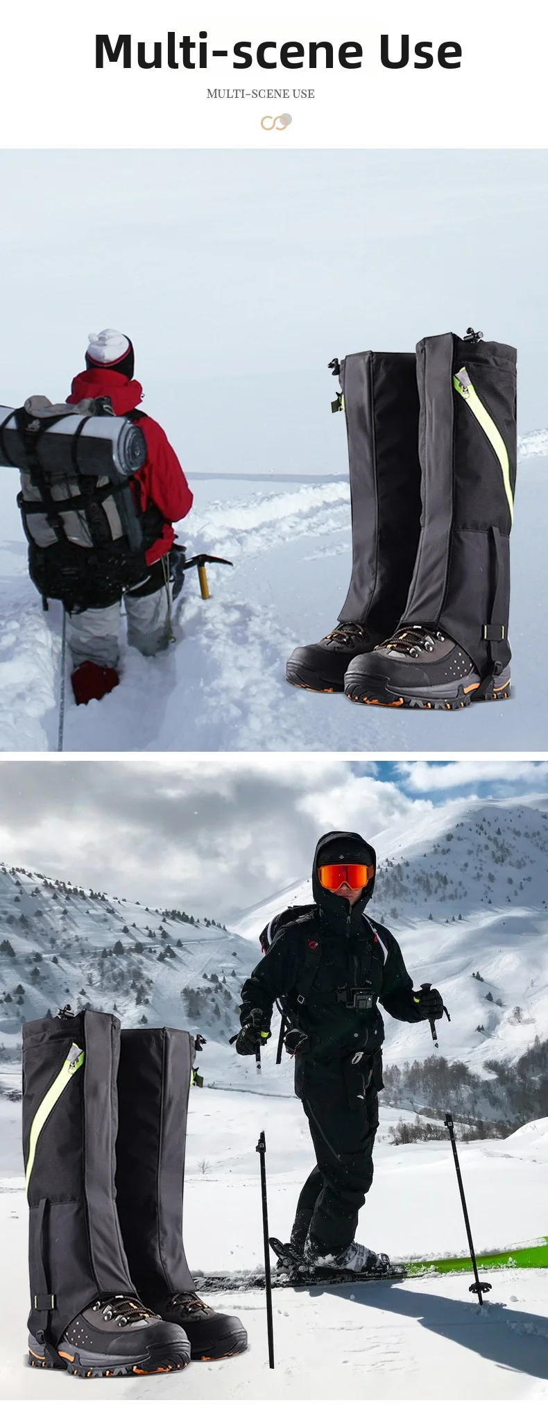 Double Layer Waterproof Snow Gaiters Thickened Leg Warmers To Terrain Protection For Outdoor Enthusiasts Hiking Climbing Parts