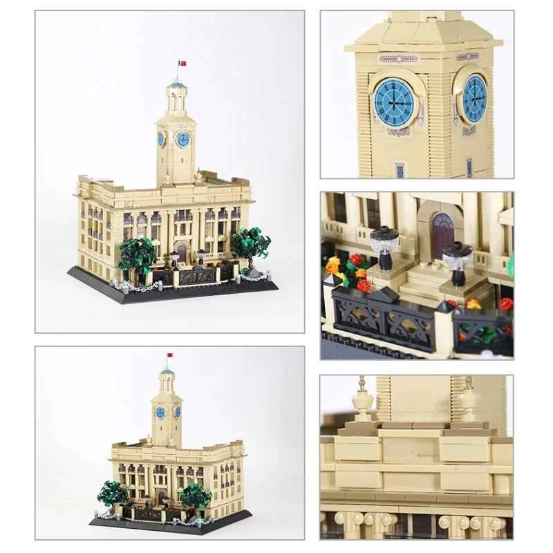 1458 pièces Hubei Wuhan Jianghan maison de douane Architecture de bâtiment historique modèle ensemble de briques-affichage de bureau de collectionneur