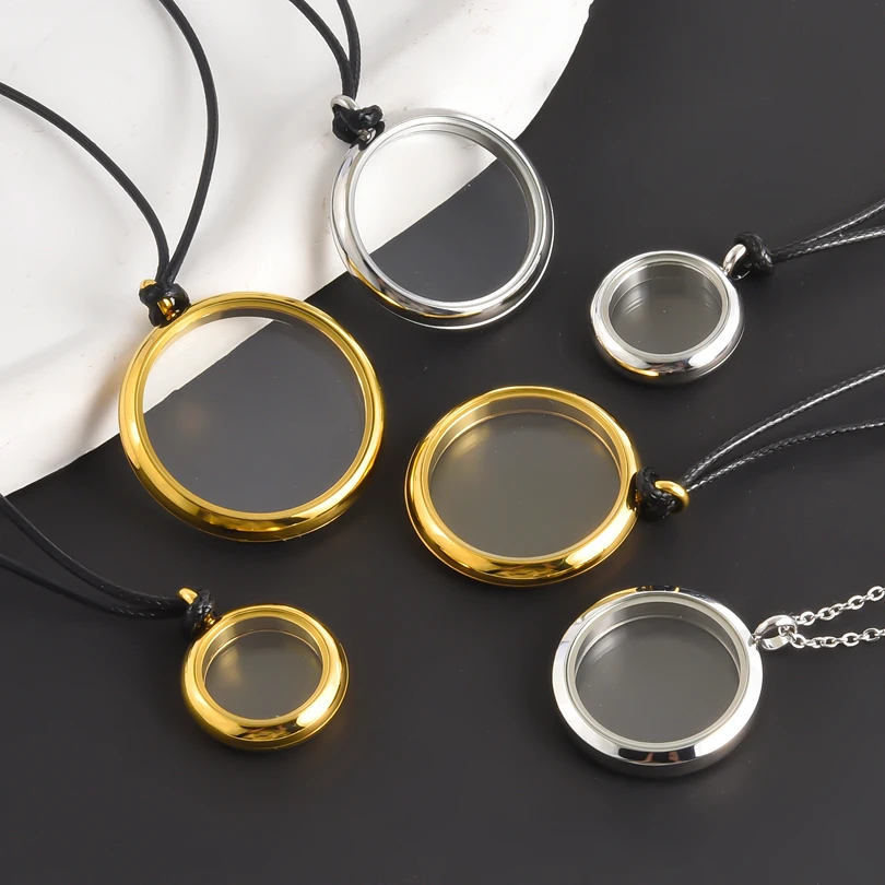 1Pc Glass Cremation Urn Locket Pendant Women Necklaces DIY Round Coin Bezel Relicario Reliquary photo Aesthetic Collares Jewelry