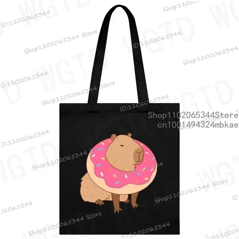 Cute Capybara Canvas Bag for Women Shopper Handbags Environmental Storage Reusable Shoulder Tote Bag Cartoon Capybara Hand Bag