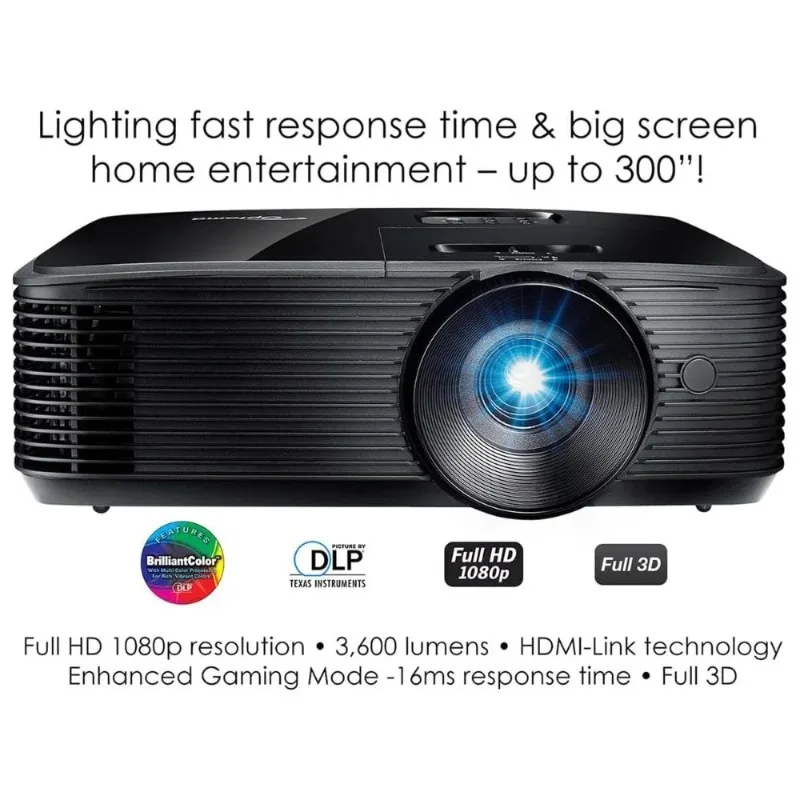 

HD146X Portable Smart Projector 1080P 3600 Lumens 15000 Hours DLP 4K Max Resolution Full 3D Pico For Home Theater Meeting