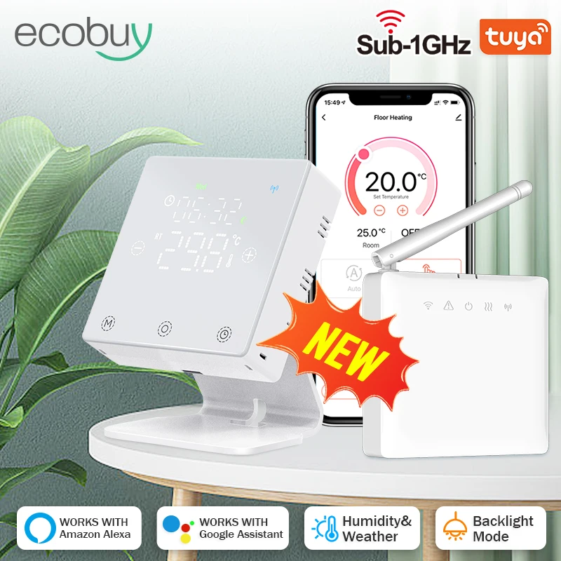 Tuya Wifi Wireless Thermostat For Gas Boiler Combi Battery Powered Thermostat Home RF termostato inteligente Alexa Google Home