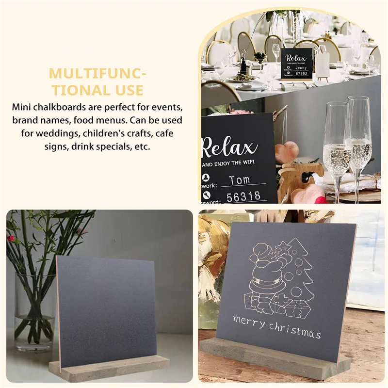 6 عبوات من لافتات سبورة الطباشير الريفية مع حامل خشبي لعلامات زينة الزفاف ملصقات سبورة مقاس 6 × 5 بوصة