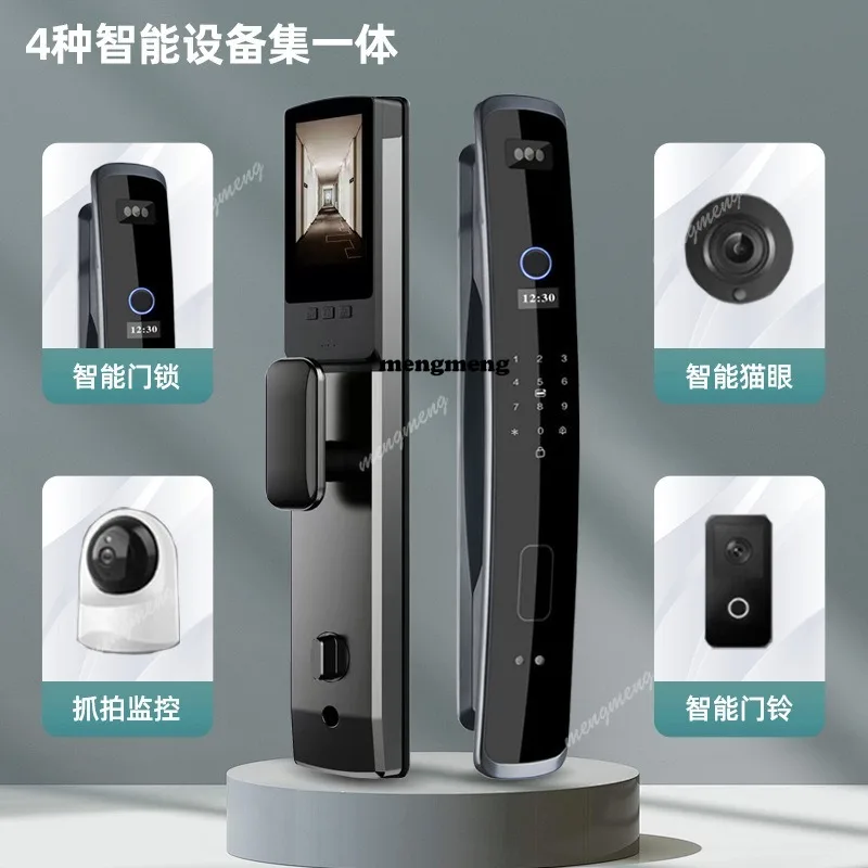 Facial recognition smart fingerprint lock with surveillance camera home security door automatic electronic password door lock