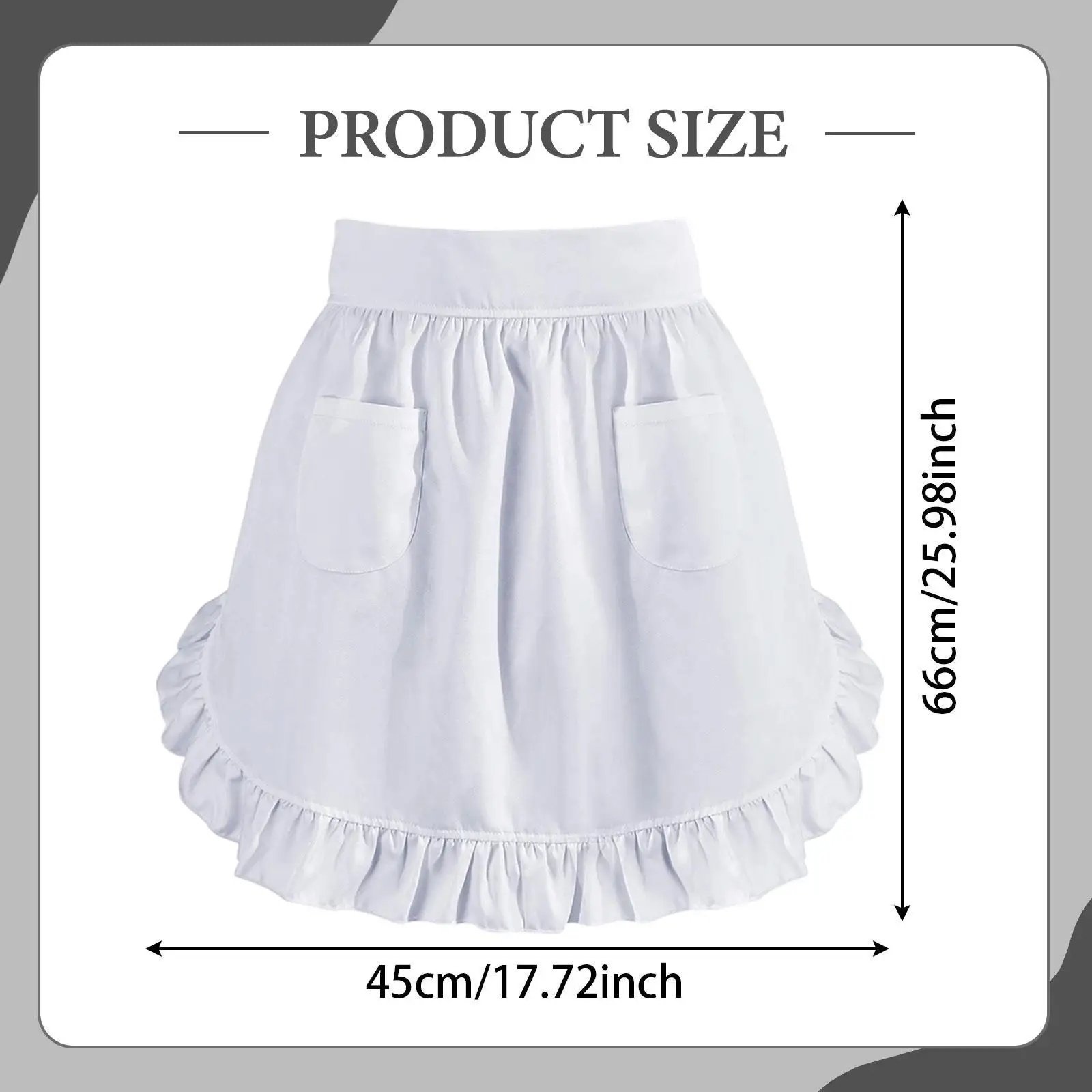 Waist Apron with Pockets Lightweight Ruffled Half Apron Cute Kitchen Maid Costume Fashion for Cafe Waitress Women