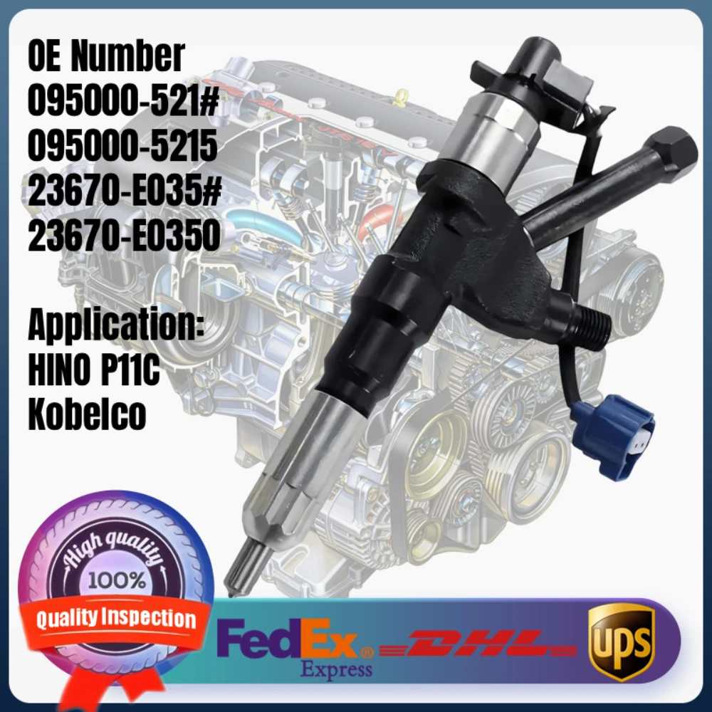 

Common Rail Fuel Injector 23670-E0351 095000-5215 095000-521# Fits For Kobelco Hino P11C Diesel Engine