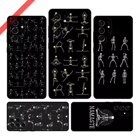 Skeleton Yoga Phone Case For Samsung Galaxy S20 FE S21 S10 S23 Plus S24 S22 Ultra Coque Note20 Note10 S9 S8 Cover Capa
