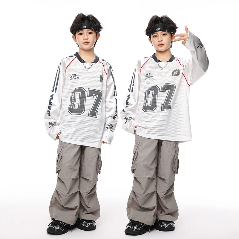 Girls Hip Hop Clothing Sweatshirt Joggers Pants Boys Cool Streetwear Clothes Set Kids Children Jazz Street Dance K-pop Costumes