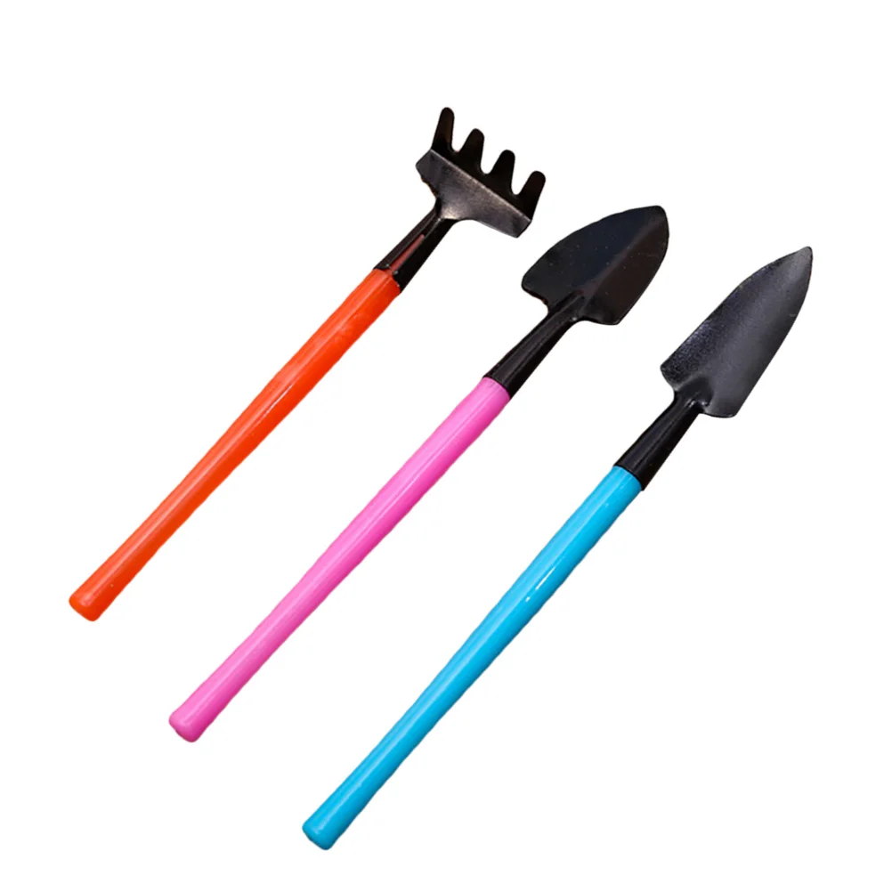 

3Pcs Gardening Tools Set Gardening Shovel Small Garden Rake and Hand Trowel Mini Indoor Colorful Garden Tools for House Plants