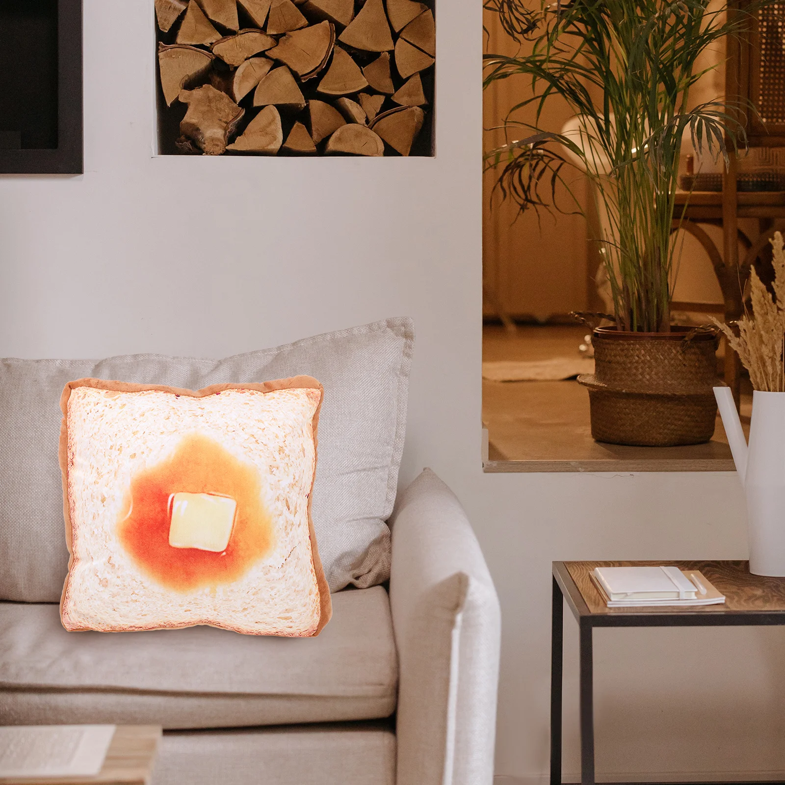 

Bread Shape Seat Cushion Toast Style Soft Comfortable Throw Pillow for Sofa Chair Office Floor Cushion Home Decoration