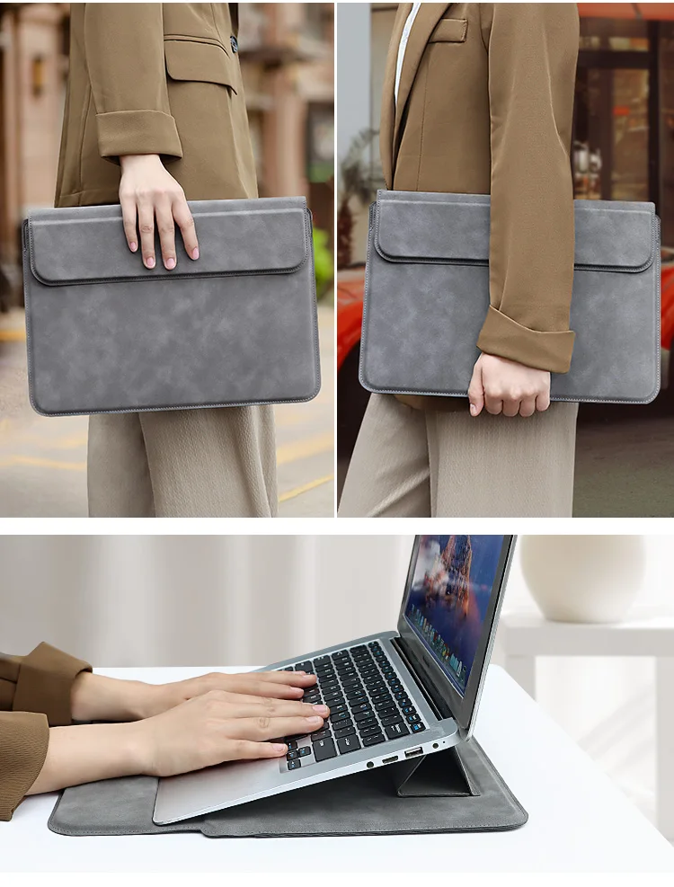 PU Leather Laptop Sleeve Bag For Macbook Air Pro 13 15 16 Case Notebook Cover For 13.3 14 15 15.6 inch Redmi Huawei Dell HP ASUS