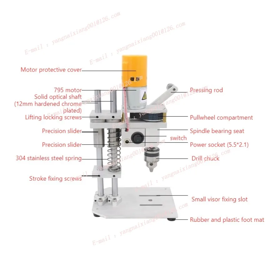 ミニベンチドリル、小型卓上DIY高精度12V/24V可変速ドリルマシン、木材/金属/プラスチック用穴あけ工具