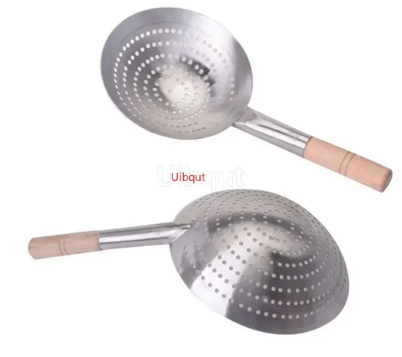 Amosfun Passoire Écumoire Acier Inoxydable Manche Bois - Ustensile Cuisine Pour Fondue Et Friture Kaki