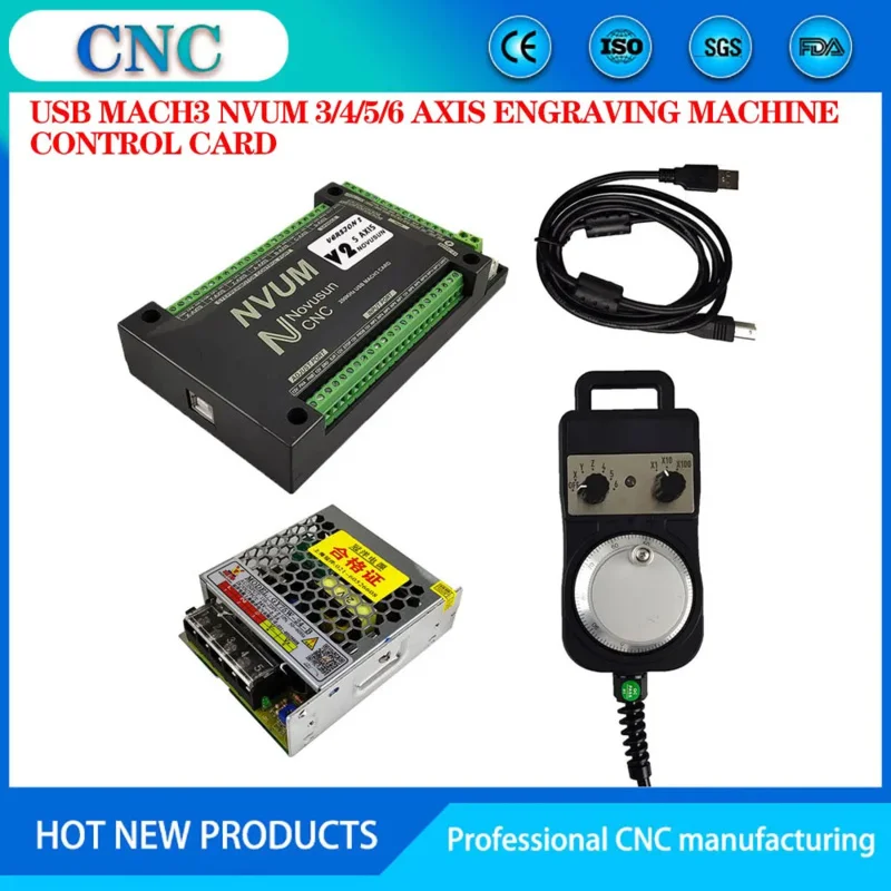 

Cnc kit usb mach3 nvumv2.1 motion control card 200khz engraving machine motor controller 3456 axis electronic handwheel DC75W 24