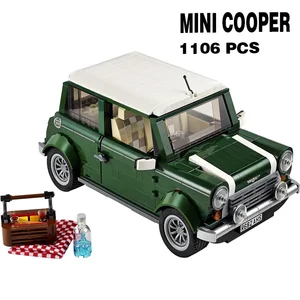 Blocos de Construção Mini Retro Vintage Car, Em Choque, Clássico Técnico, Tijolos Modelo Cooper, Compatível 10242, Presente Toy Infantil, MK VII 11 principais vendas mini cooper criança - №3
