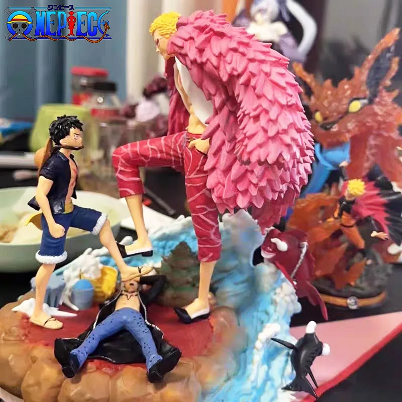 One Piece Luffy Anime Figure Donquixote Doflamingo Vs Luffy Figurine Statue Model Toy Desktop Decoration Children Christmas Gift