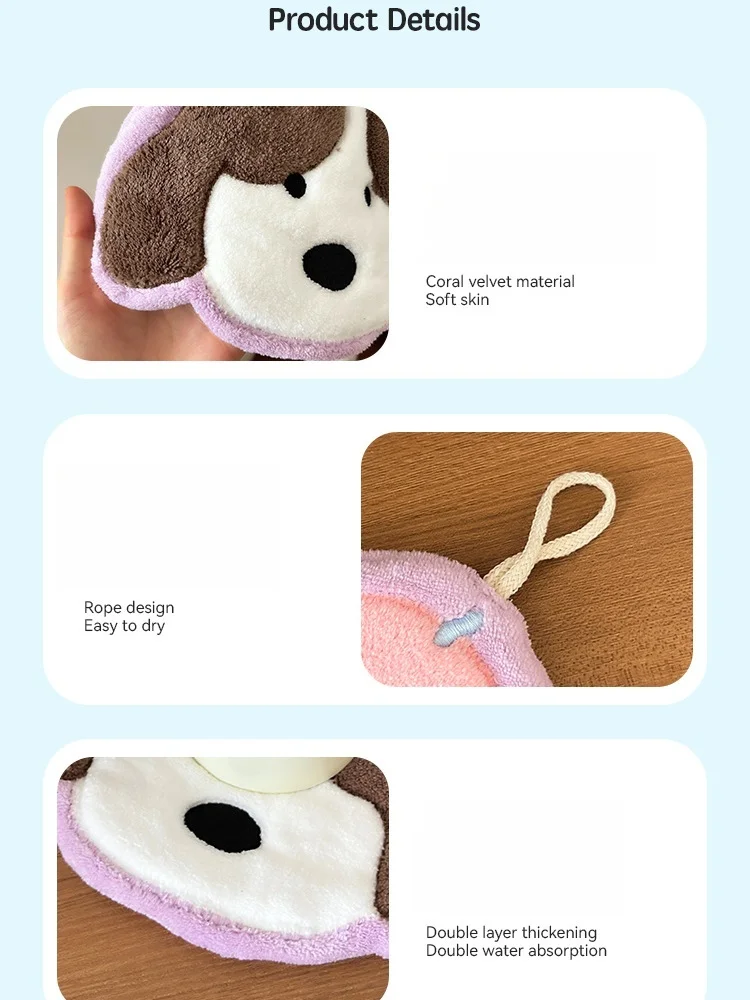 Weiches und Niedliches Welpen-Handtuch zum Aufhängen, Saugfähiges Schnelltrocknendes Handtuch, Süßes Cartoon-Design für Haushalt, Küche und Bad – Detail 5