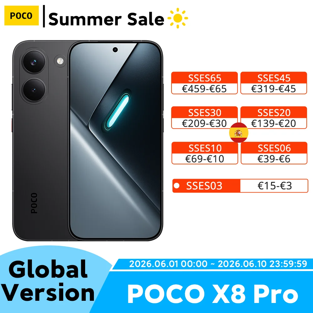 POCO X8 Pro 5G Versión Global, Teléfono Inteligente con Procesador Dimensity 8500-Ultra, Pantalla de 6.59 Pulgadas 1.5K 120Hz, 6500mAh (típico), 100W HyperCharge