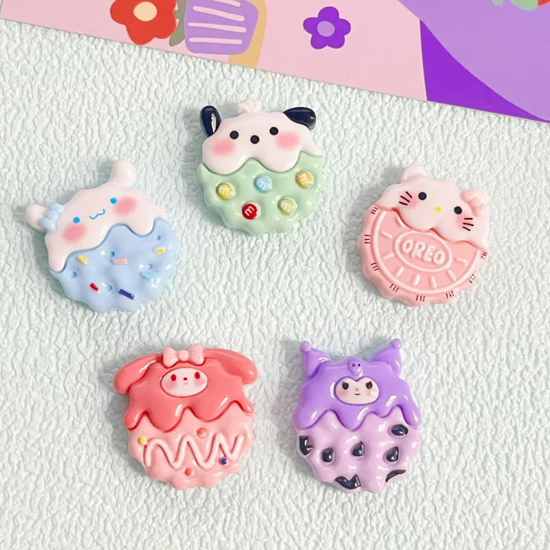 10PCS Kawai bright surface Cartoon biscuit animal Flat bottom Scrapbook Diy Jewelry hair clips Ornament Accessories