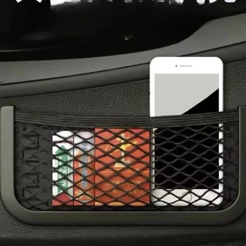 Car Organizer Mesh Storage Bag Net Pocket Mobile Phone Holder Auto Accessories Multi Function Car Storage Net Pocket Standard