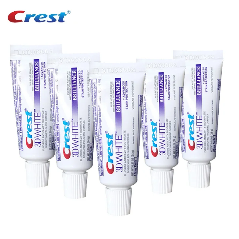 Portable Crest 3D WhiteToothpastes Brilliance Mini Teeth Whitening Small Tooth Paste 20g for Travel Without Box 10 pcs