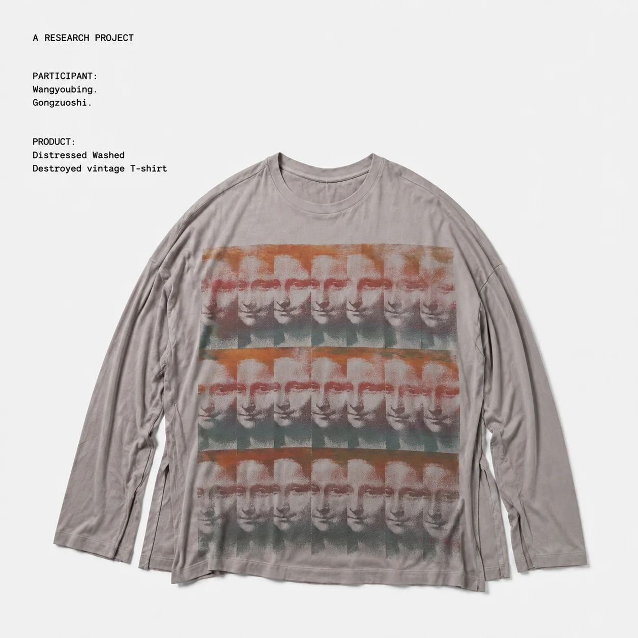 Vintage Washed Long Sleeve T-Shirt Head Portrait Design Shoulder Drop Style Cotton Youth Fashion Summer Autumn Unisex T-Shirt
