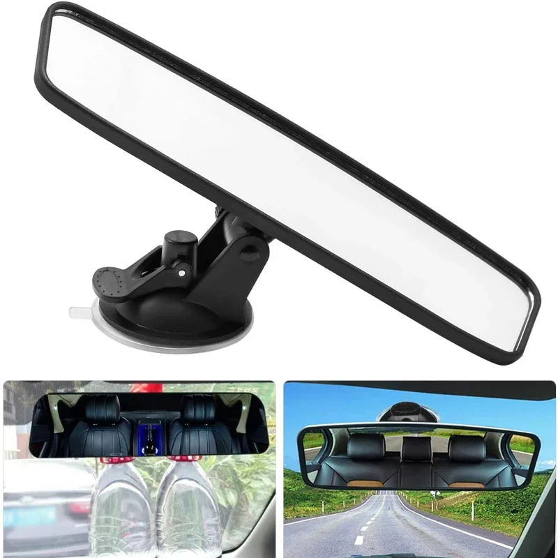 Car Interior Rear View Mirror Wide-angle Rearview Mirror 360° Rotates Adjustable Suction Cup Universal Auto Accessories