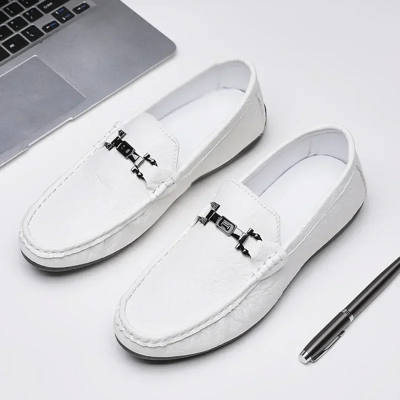 

2025 Summer new men's business casual PU leather shoes bean shoes soft sole breathable one pedal high-end driving shoes for men