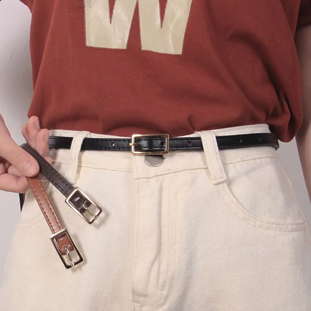 

Пояс из искусственной кожи в стиле ретро для женщин, роскошный тонкий пояс с классической пряжкой в французском стиле, для джинсов