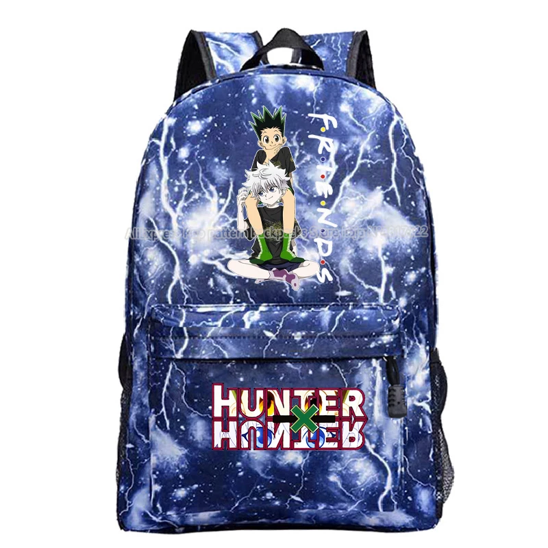 Mochilas Hunter X Hunter infantis, mochila de lona casual para meninos e meninas, desenhos animados Anime Print School Bags para estudantes