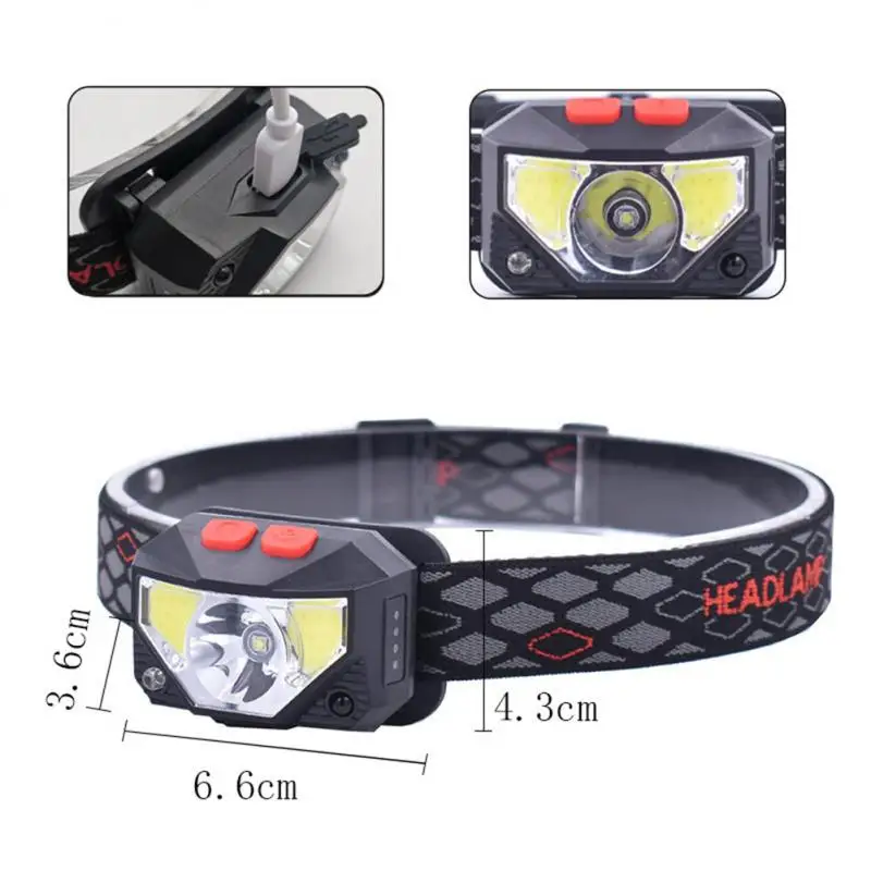 8 Modes Handfress Motion Sensor Powerful LED Headlight headlamp Head Lamp COB Flashlight head light For Camping, fishing