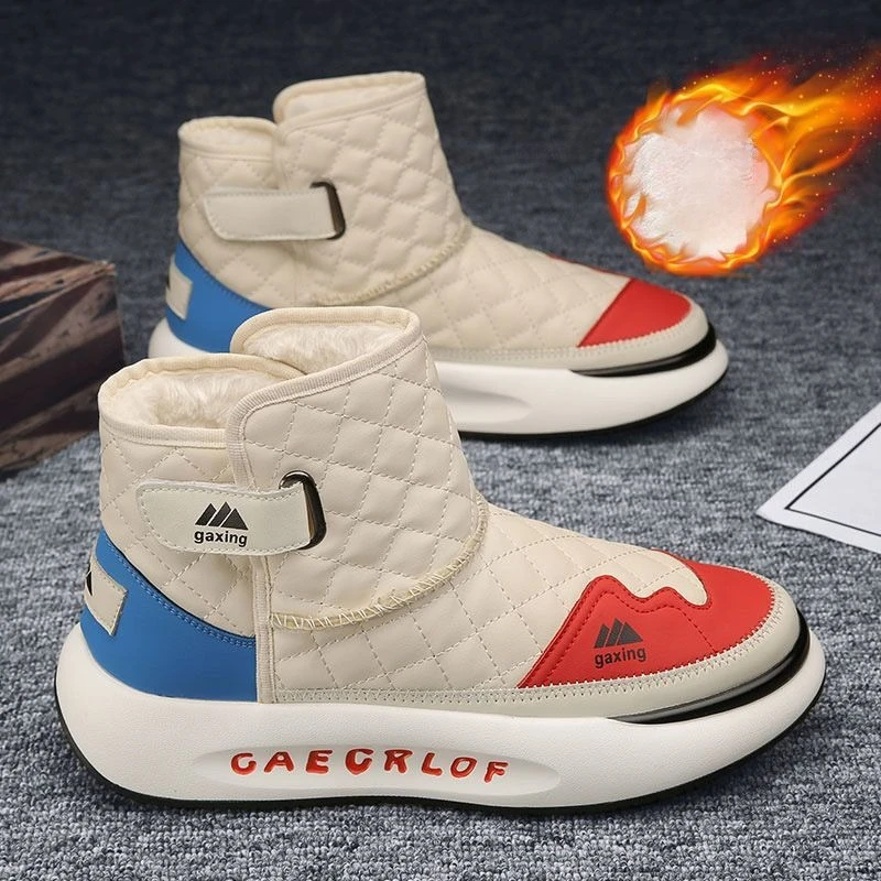 

Утолщенные теплые морозостойкие хлопковые ботинки, мужские зимние зимние ботинки с высоким берцем на флисовой подкладке, модная большая хлопковая обувь для мужчин