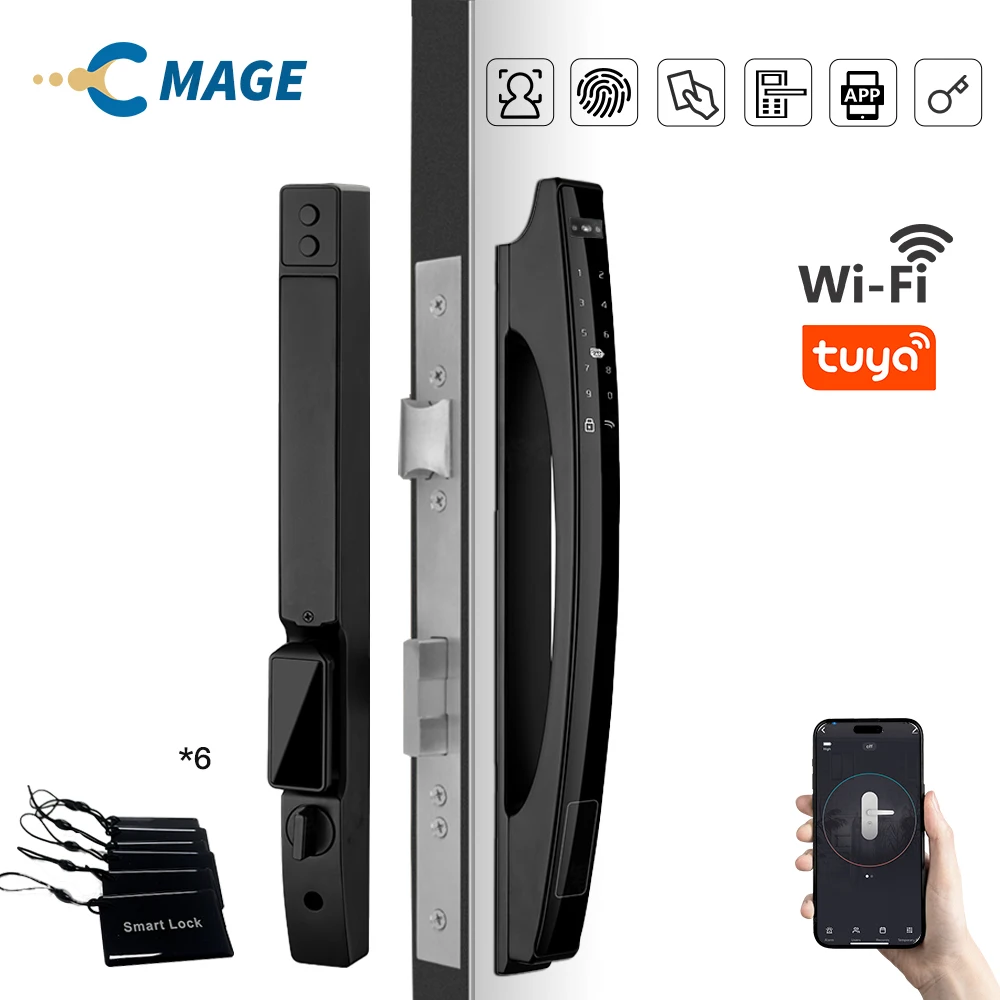 Tuya 3D visage serrure de porte intelligente WIFI électronique numérique étanche sans clé déverrouiller serrure de porte coulissante pour hôtel appartement