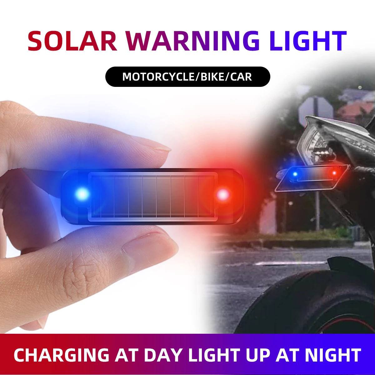 Solar Power Anti-Theft Alarm Light for Motorcycles Car Scooter Strobe in-Night Warning Lamp Wireless LED Drone Flash Indicator