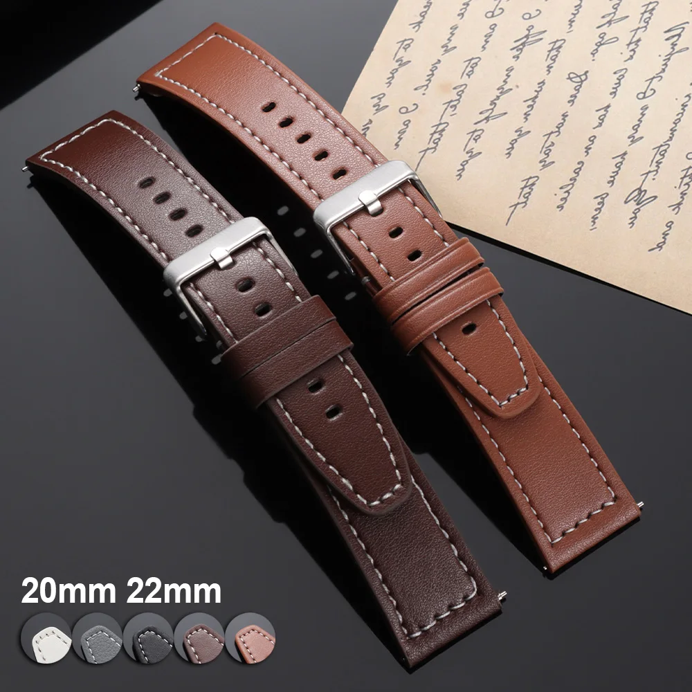 

Vintage Leather Watch Band 20mm 22mm Leather Watch Straps Quick Release Universal Men Women Bracelet White Black Brown Grey Belt