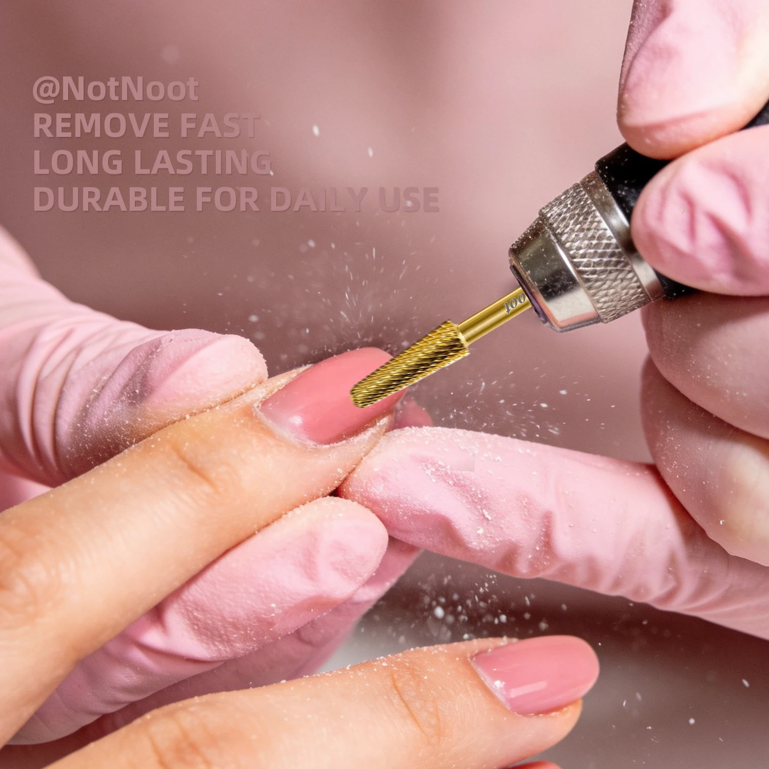 NotNoot 1 Stück Nagelbohrer, 3/32'' Hartmetall Multifunktionsbohrer, Geeignet für Maniküre Pediküre Nagelhaut Gel Polieren, Gold – Detail 3