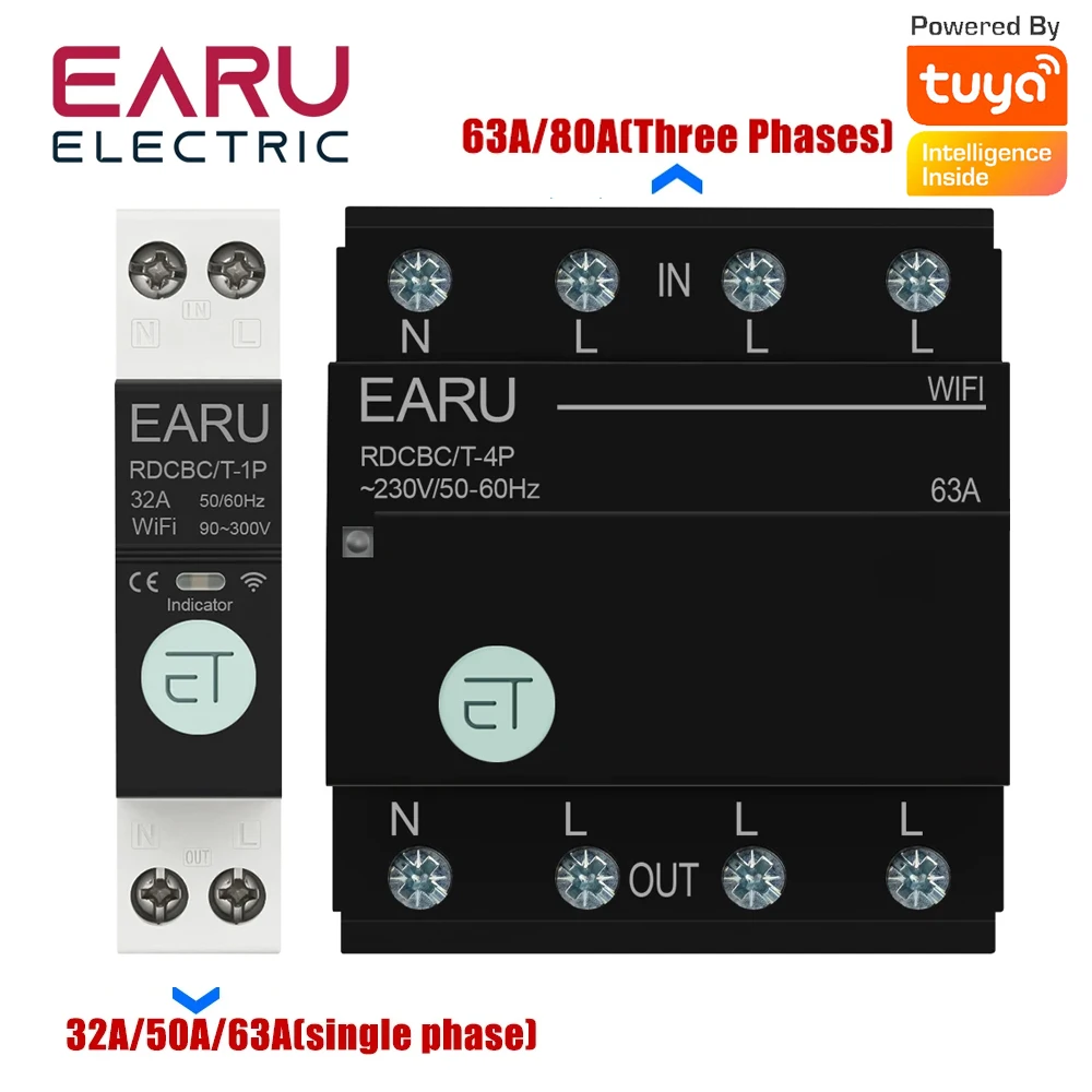 

Умный автоматический выключатель, Wi-Fi, голосовое управление через приложение TUYA, работа с Alexa, Google Home
