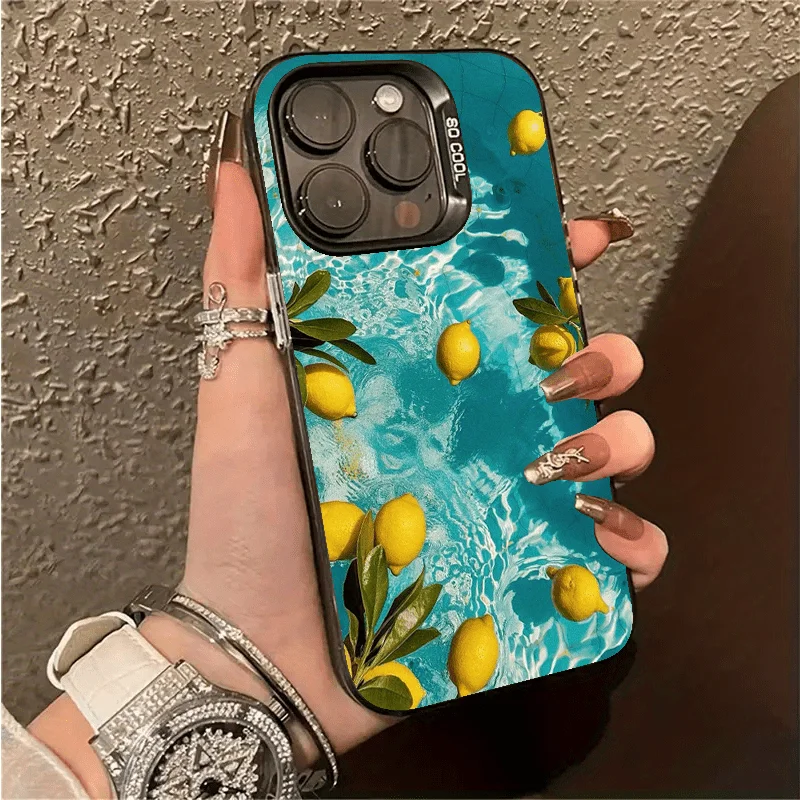 

Lemon fresh design phone case for iPhone 16 15 14 13 12 11 Pro/ Max/Plus shock-proof rear cover anti-fingerprint