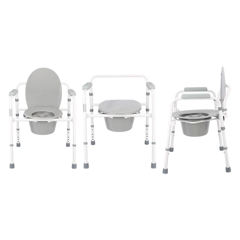 Silla cómoda móvil de alta resistencia para personas mayores, asiento de inodoro de ducha plegable con respaldo y reposabrazos, soporte de baño seguro
