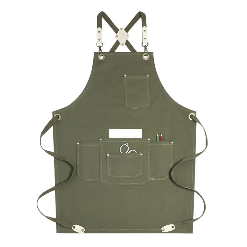 

Cross-back Canvas Apron Cafe Barista Bartender Restaurant Pastry Chef Uniform Florist Manicure Barber Artist Workwear D28