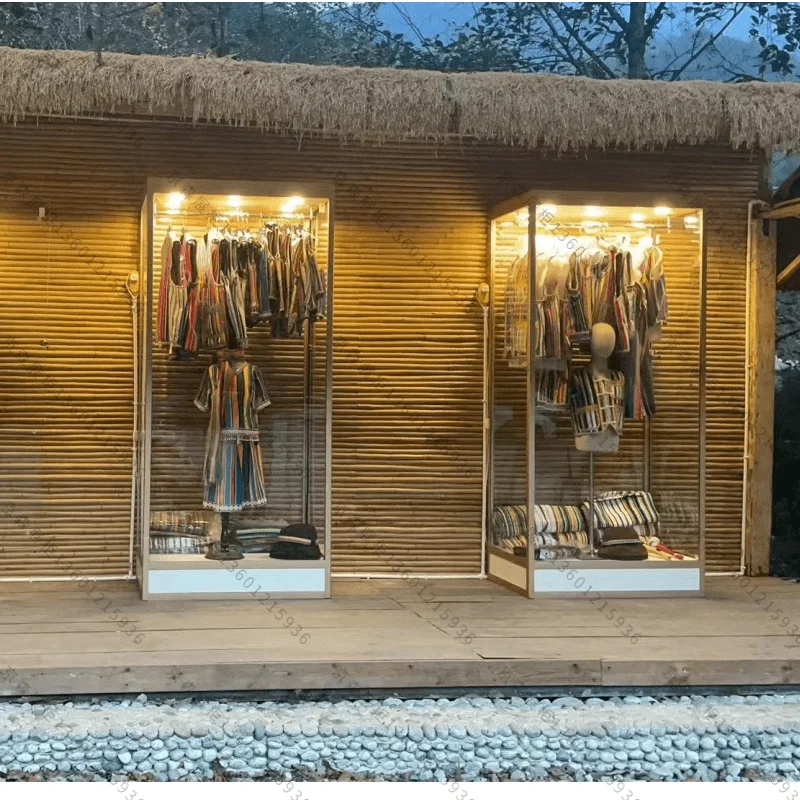 Modelo de roupas armário de exibição vestido de casamento janela de vidro roupas étnicas armário de exposição transparente estátua cabine de exposição