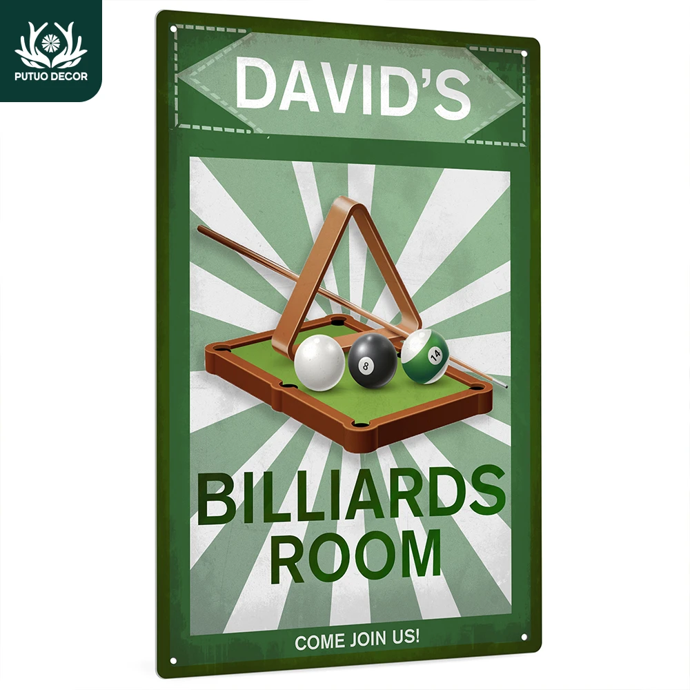 

Putuo Decor 1pc Personalized Custom Metal Tin Sign, Wall Art Decoration for Home Farmhouse Billiards Room, 7.9x11.8Inches Gifts