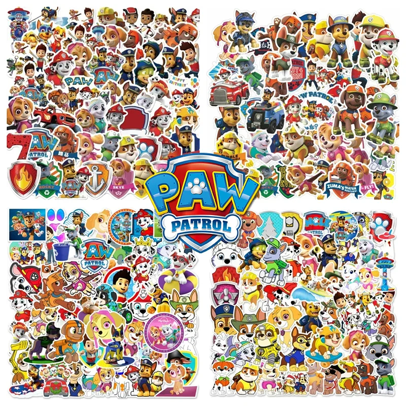 50 Stück sich nicht wiederholende verschiedene Cartoon-Anime-süße Paw Patrol DIY Kinder wasserdichte Aufkleber