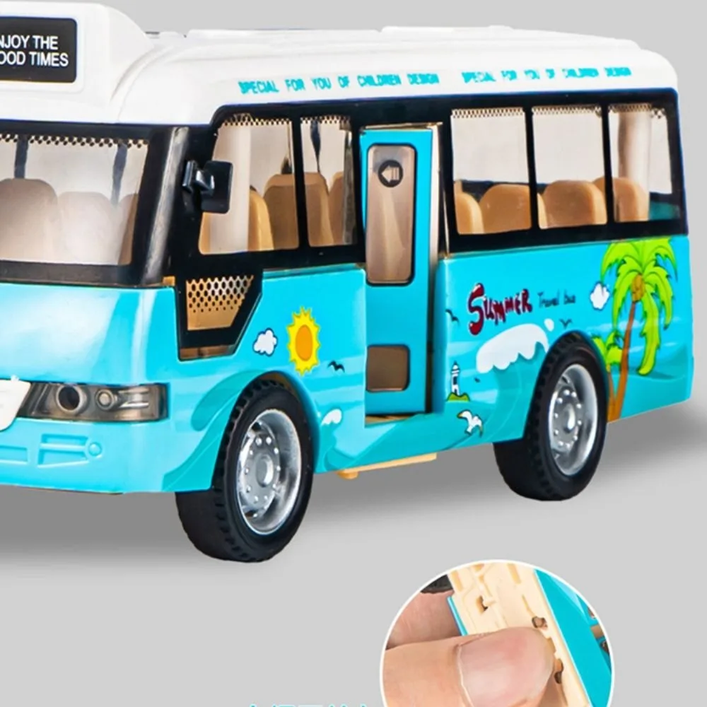 Interactive School Bus Toys Cars Plastic with Lights & Sounds City Bus Toys Cars Die Cast Open-able Doors Pull Back Play Vehicle
